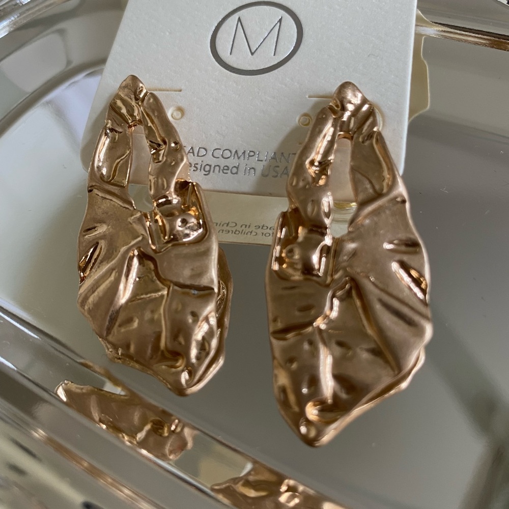 Gold Abstract Crinkle Earrings